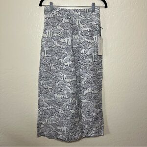 Rachel Zoe 100% Linen Mushroom Print Wide Leg Pants